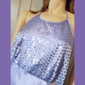 Vintage 90s Victoria’s Secret Satin Lilac Sequin Bodice Halter Babydoll Chemise